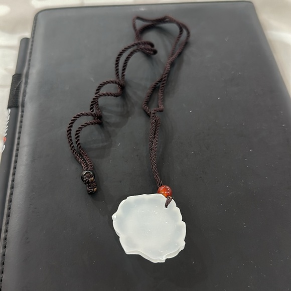 Chinese Natural white Jade HandCarved Statue lock Pendant - Picture 3 of 5